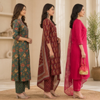 Women's Cotton Printed Kurta With Dupatta Sets (N-4)