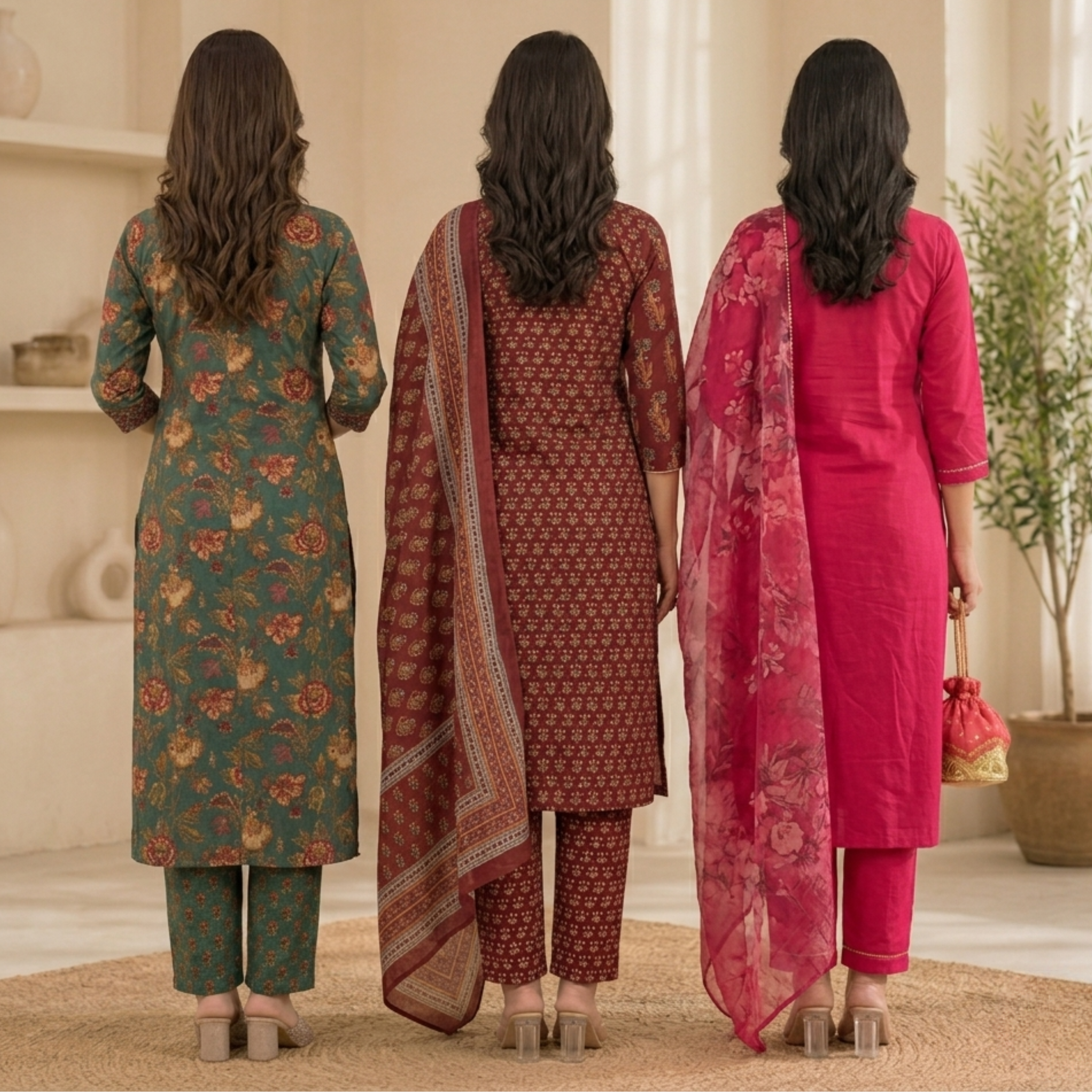 Women's Cotton Printed Kurta With Dupatta Sets (N-4)