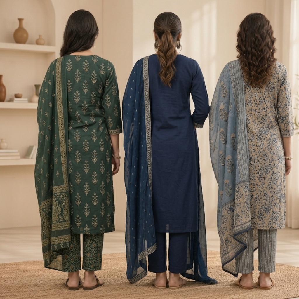 Women's Cotton Printed Kurta With Dupatta Sets (N-5)