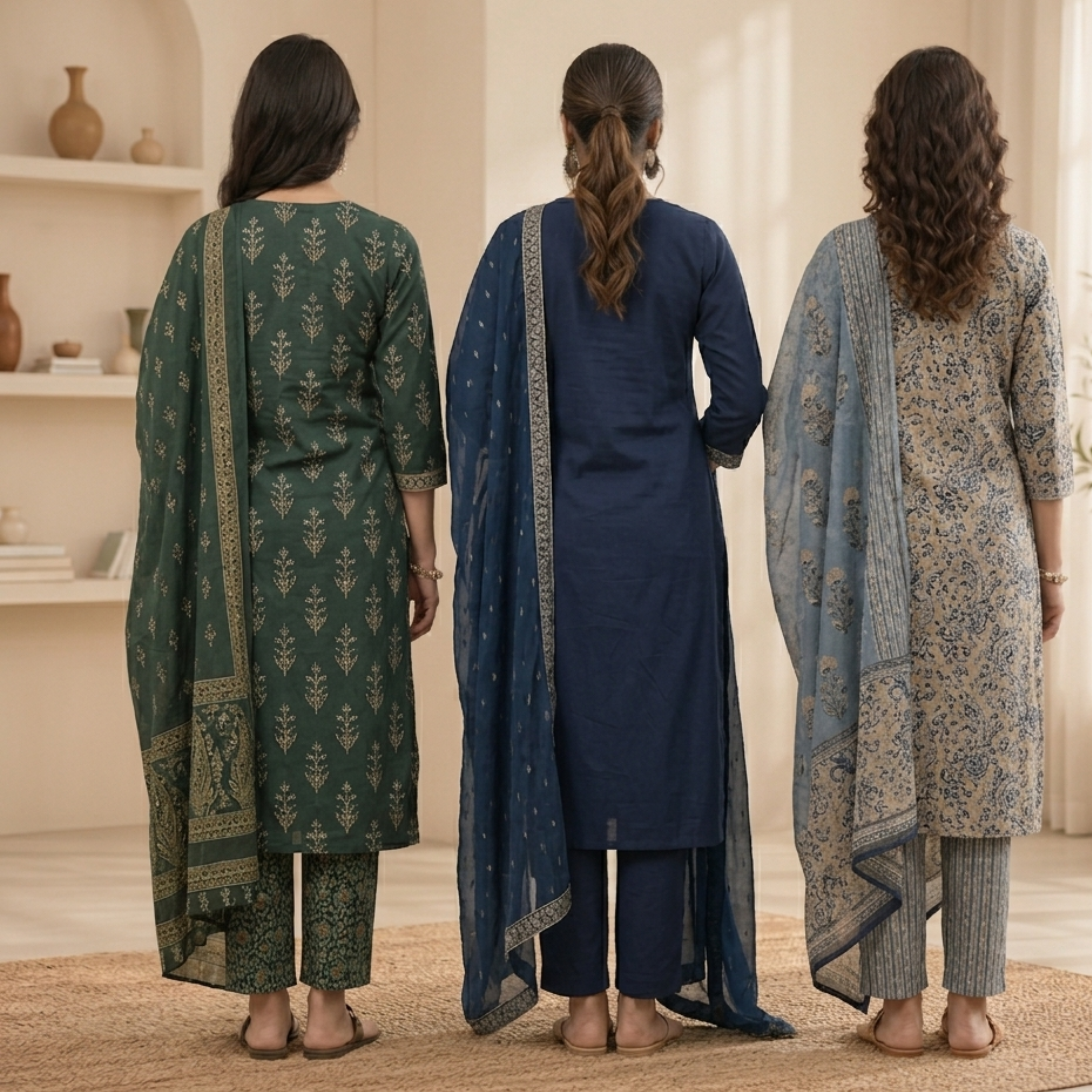 Women's Cotton Printed Kurta With Dupatta Sets (N-5)