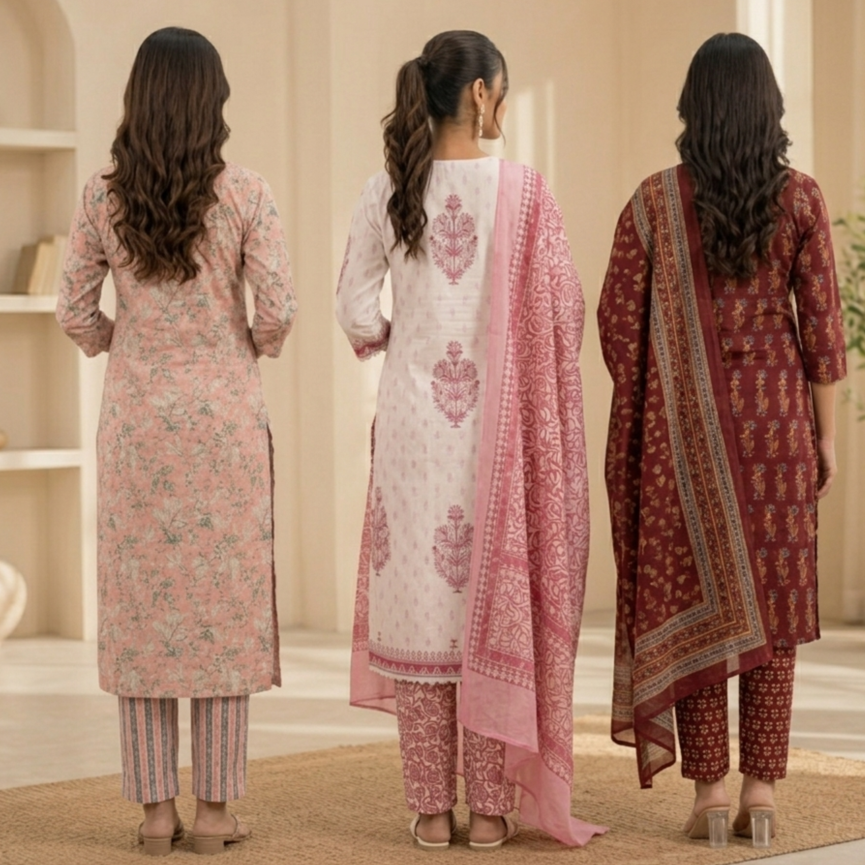 Women's Cotton Printed Kurta With Dupatta Sets (N-6)