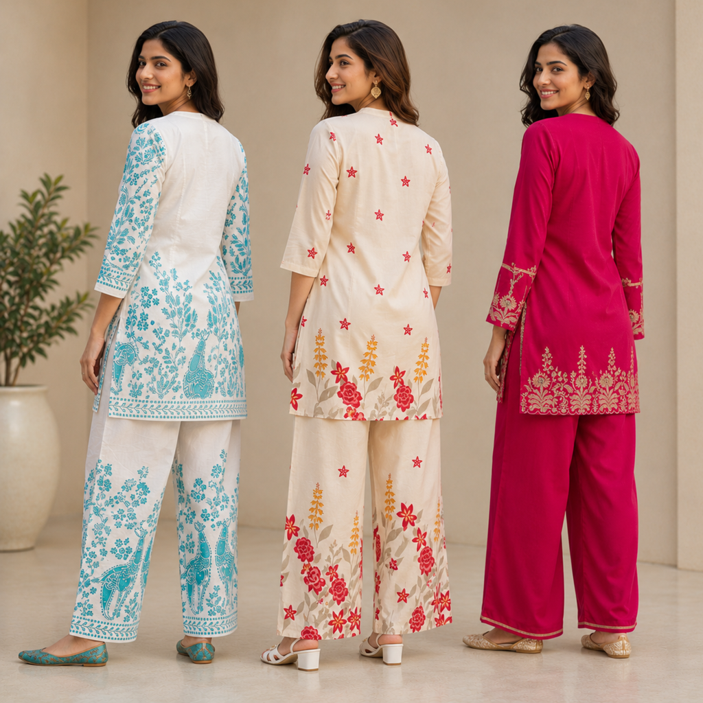 3 Combo Women's Cotton Coord Set (C-1)