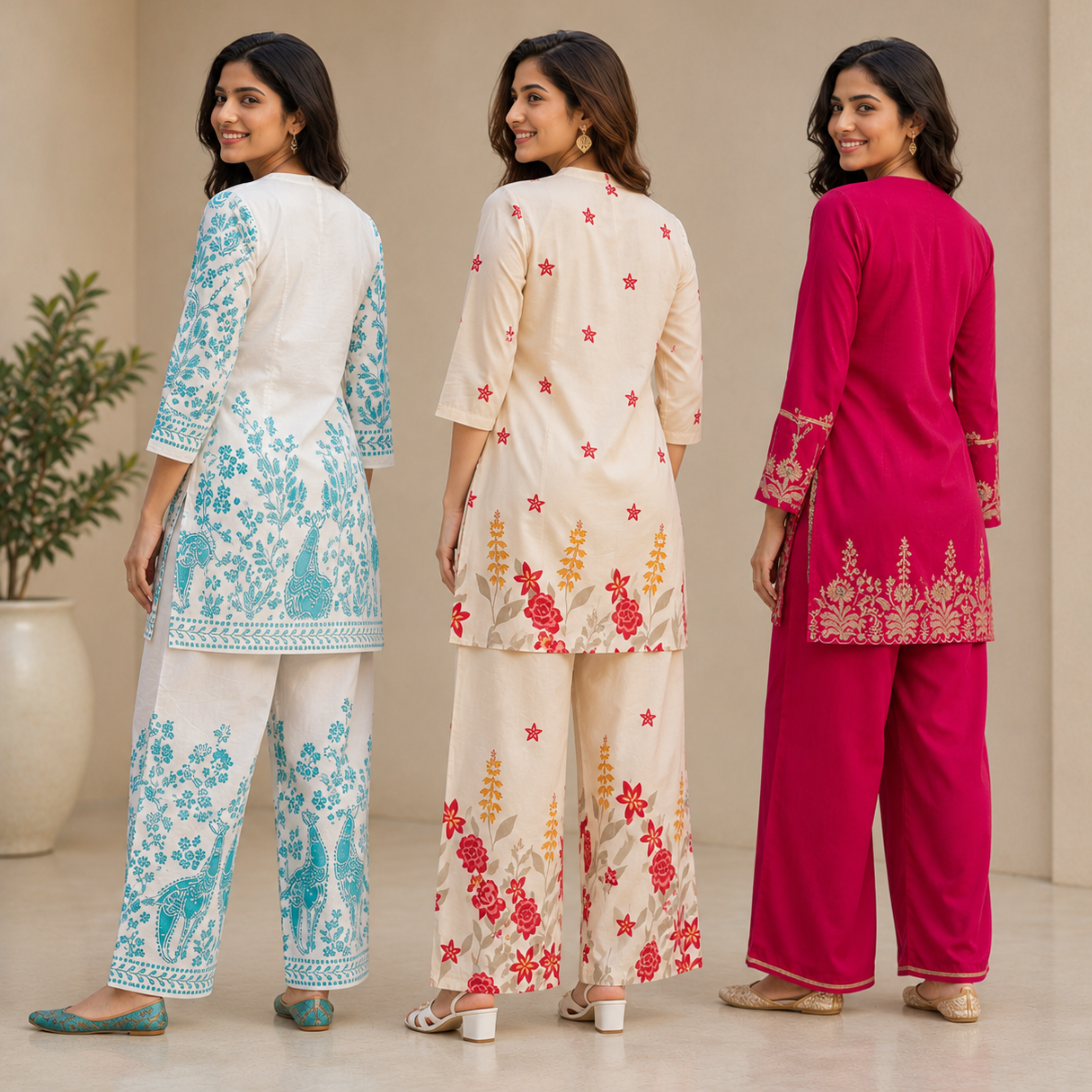 3 Combo Women's Cotton Coord Set (C-1)