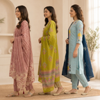 Women's Cotton Printed Kurta With Dupatta Sets (N-8)
