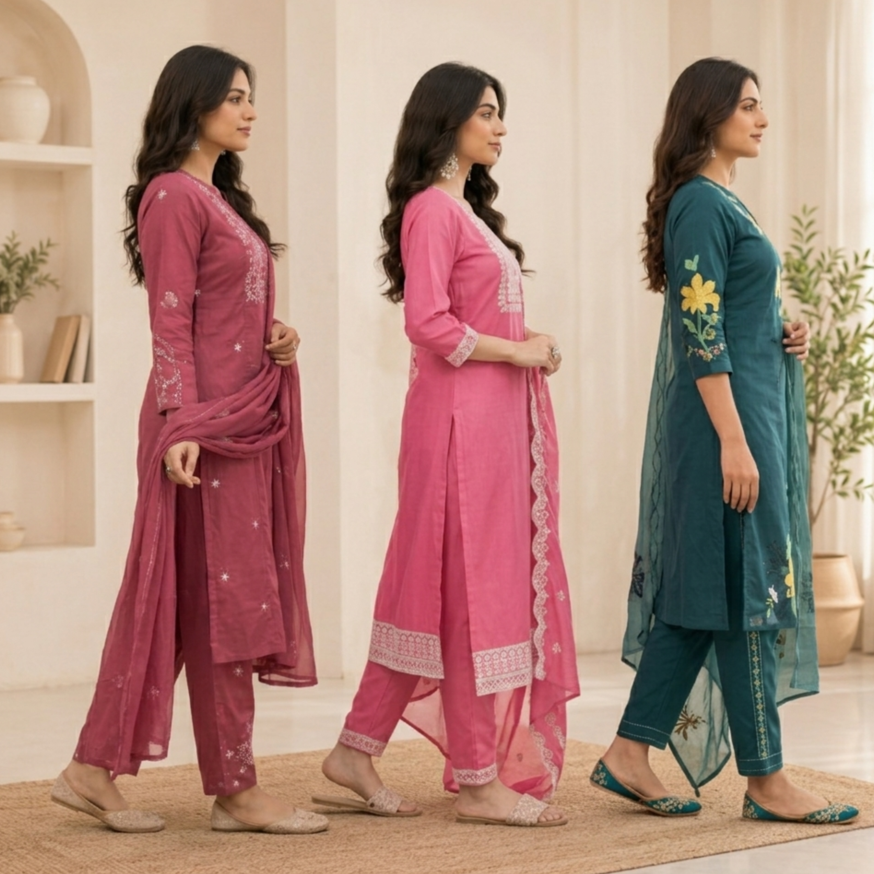 Women's Cotton Printed Kurta With Dupatta Sets (N-9)