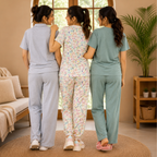 Women 3 T-Shirts With Trousers (T-6)