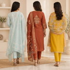 Women's Cotton Printed Kurta With Dupatta Sets (N-10)