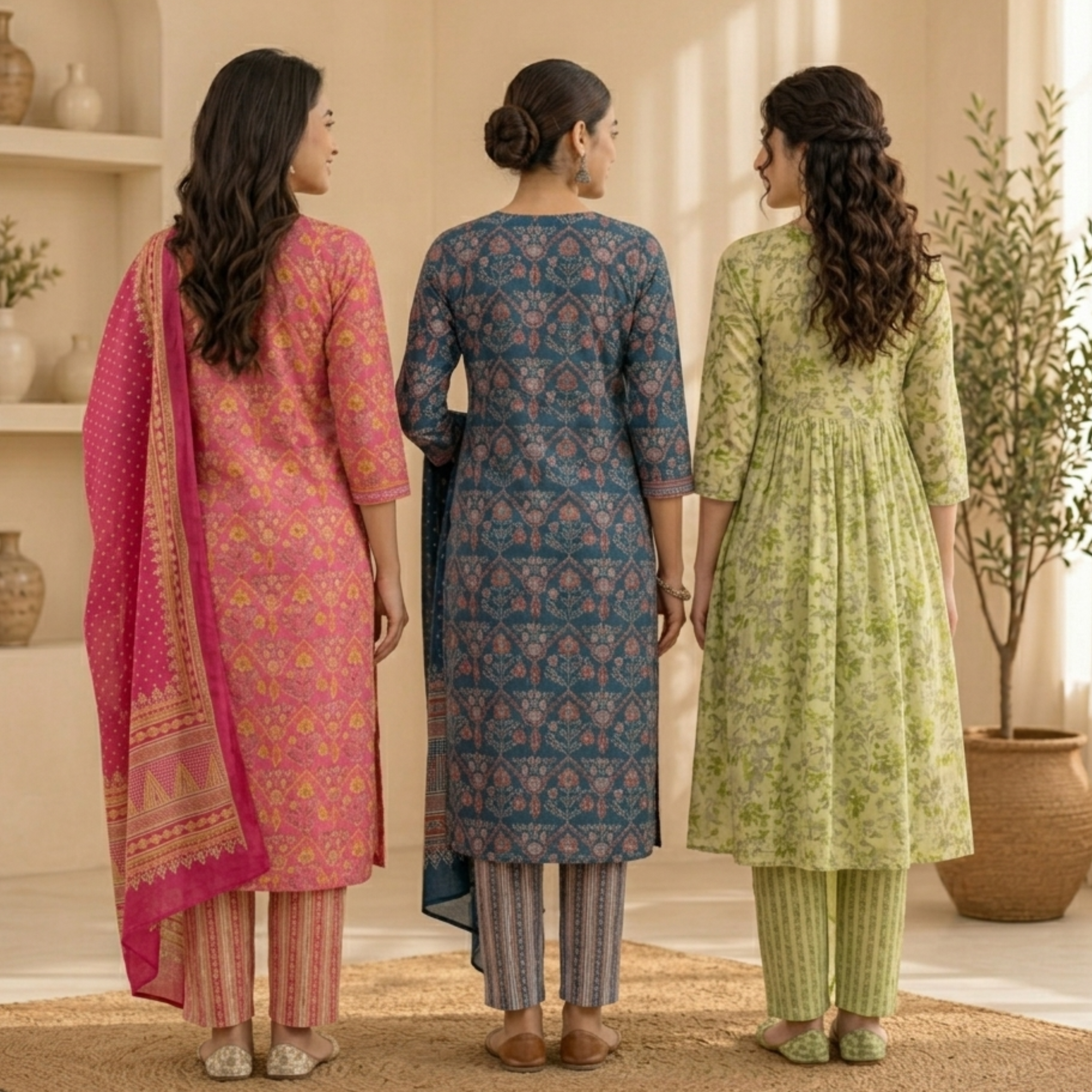 Women's Cotton Printed Kurta With Dupatta Sets (N-2)