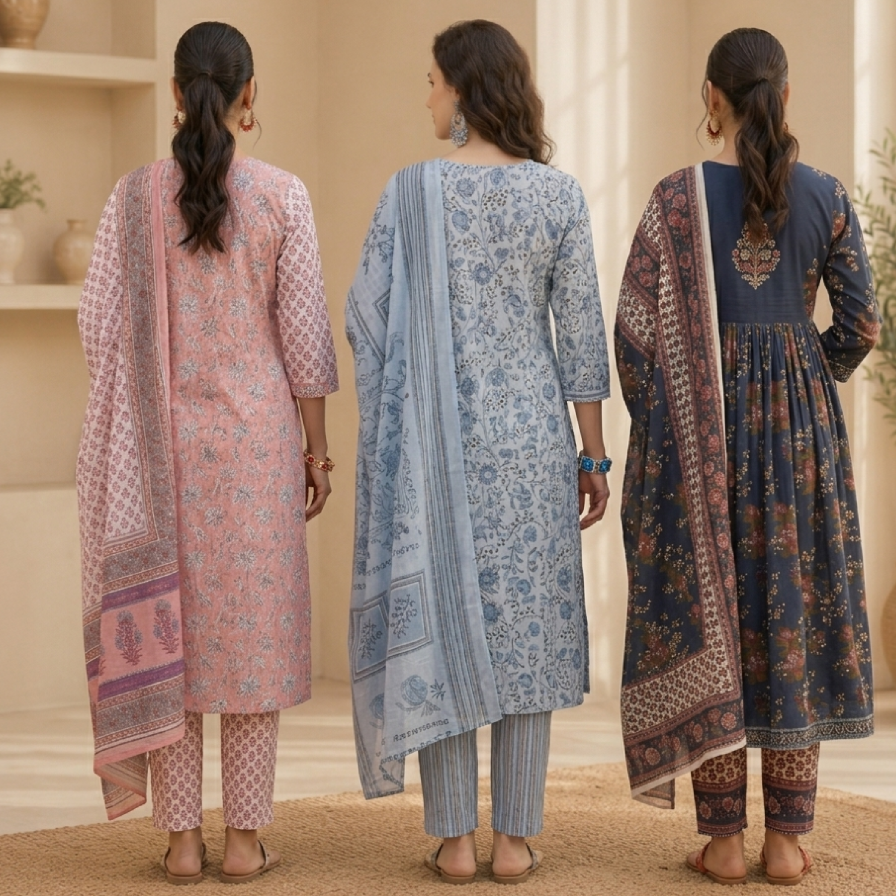 Women's Cotton Printed Kurta With Dupatta Sets (N-3)