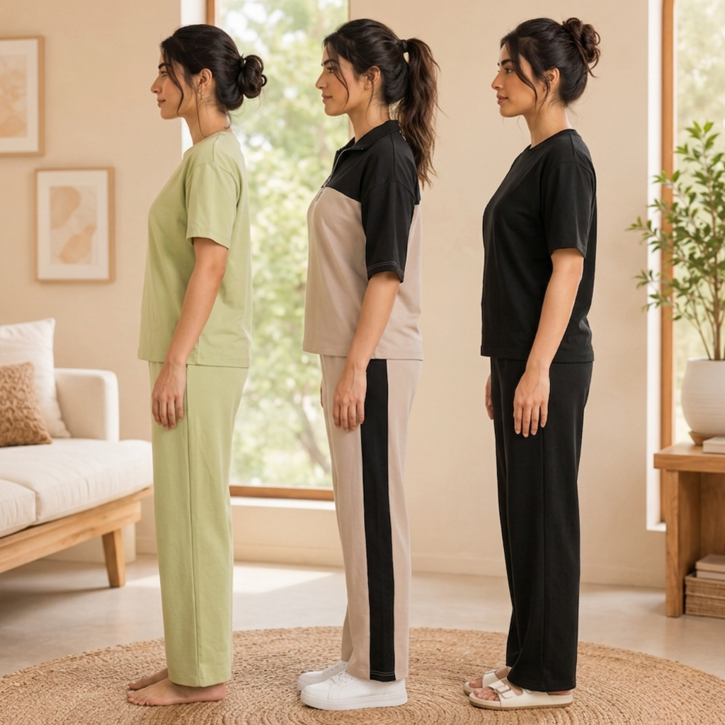 Women 3 T-Shirts With Trousers (T-10)